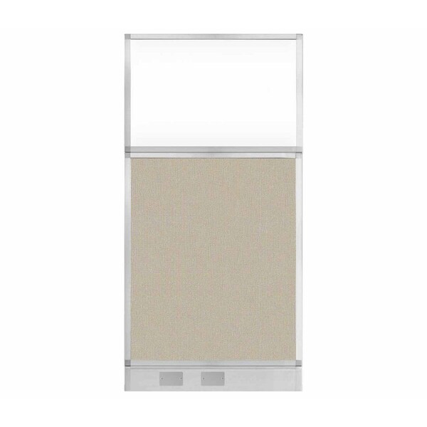 Hush Panel Configurable Cubicle Partition 3' x 6' Sand Fabric Clear Window w/ Cable Channel